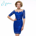 Lace Satin Bow Button Sexy Blue Mother Of The Bride Dresses